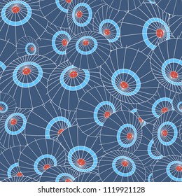 Vector Chinese dark blue umbrellas pattern