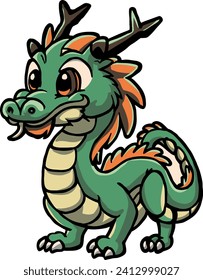 vector chinese dragon for lunar calender shio flat color drawing on manga studio dan trace on adobe illustrator