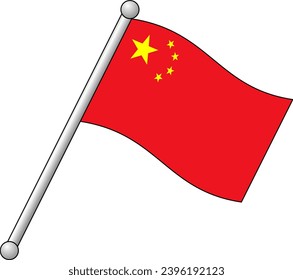 vector of a Chinese flag stick