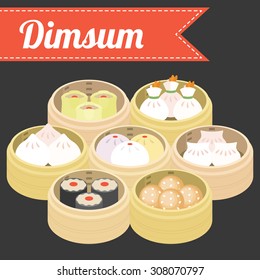 Vector Chinese Food Dim sum, flat design