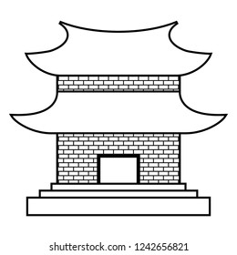 Vector Chinese Fortress in Pig Year line art icon