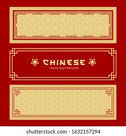 Vector Chinese frame banners style collections on gold and red background, illustrations
