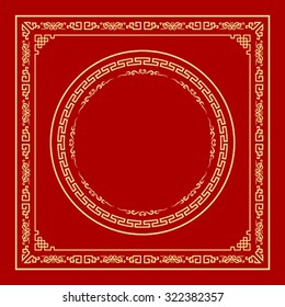 Vector Chinese frame style on red background, illustrations