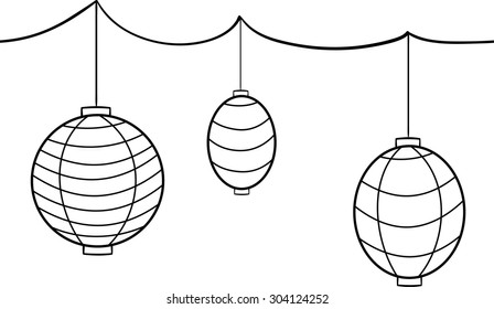 Vector chinese hanging lanterns. Good for banners, scrap booking, textile, paper, brochures etc.