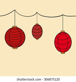 Vector chinese hanging lanterns. Good for banners, scrap booking, textile, paper, brochures etc.