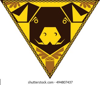 Vector Chinese horoscope signs in the triangle - Year of the Pig.