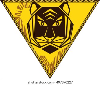 Vector Chinese horoscope signs in the triangle - Year of the Tiger