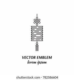 Vector Chinese lantern isolated on white background. Line simple sigh. 