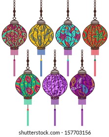 vector Chinese lantern set