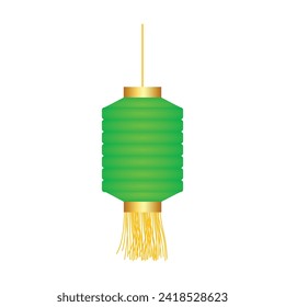 Vector chinese lanterns. japanese asian new year green lamps festival.