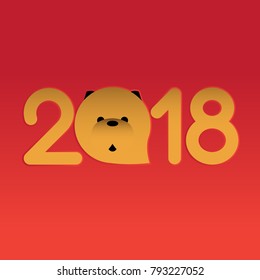 Vector chinese new year 2018 year of dog zodiac with gold and red tradition china color