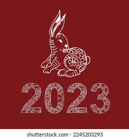 vector chinese new year 2023 symbol decorated with a rabbit background