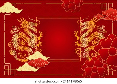 Vector chinese new year 2024 festival dragon sketch