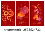 vector chinese new year 2025 year of snake, Traditional and modern design, card and background, Lunar new year 2025