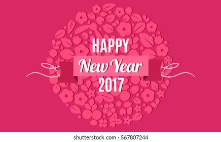 Vector Chinese New Year background with hearts and flowers. Creative card design for greetings, banner or web header decoration