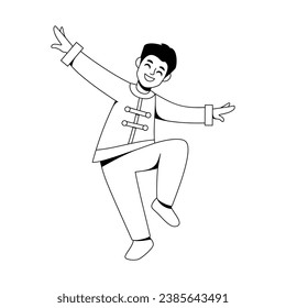 Vector Chinese New Year Boy Dance Illustration Isolated