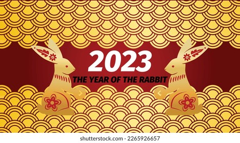 Vector chinese new year celebration background. 2023 Year of the rabbit