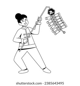 Vektorchinesische Neujahr-Girl-Firecracker-Illustration einzeln