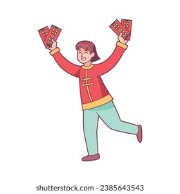 Vector Chinese New Year Girl Hongbao Illustration Isolated
