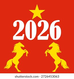 Vector del Año Nuevo Chino el año del caballo con amarillo y rojo para 2026