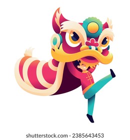 Vector Chinese New Year Lion Dance Illustration Isolated