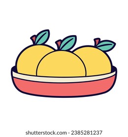 Vector Chinese new year Mandarin Orange Art Deco Illustration Isolated