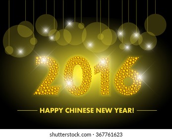 Vector chinese new year postcard template. Flyer, leaflet, invitation design. Celebration poster, placard illustration. Monkey year insignia. Advertisement template.