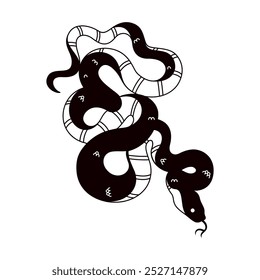 Vector Chinese New Year Snake Ornament Cartoon Illustration Isolated