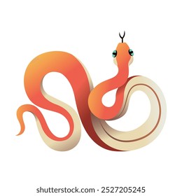 Ilustração de desenho animado do ornamento da cobra do ano novo chinês vetor isolada