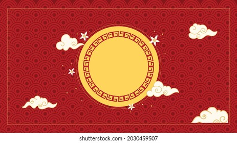 Vector chinese oriental background, with chinese cloud and gold circle 