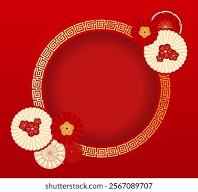 Vector : Chinese Shio Snake Border Frame with Ornament and Decoration - For Banner Sale Marketing Promotion Product Social Media 