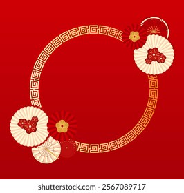 Vector : Chinese Shio Snake Border Frame with Ornament and Decoration - For Banner Sale Marketing Promotion Product Social Media 