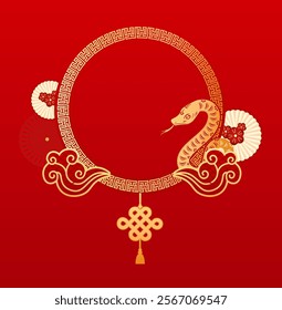 Vector : Chinese Shio Snake Frame Decorative Celebrate Chinese New Year - For Frame Photo Decorative
