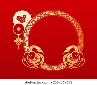 Vector : Chinese Shio Snake Frame Decorative Celebrate Chinese New Year - For Frame Photo Decorative