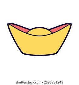 Vektor-Chinesisch Sycee Gold Ingot Icon Illustration isoliert