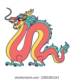 Vector Chinese Traditional Dragon Illustration Isolated