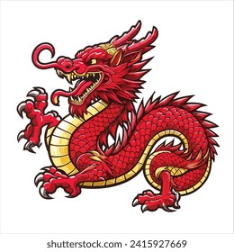 Vector Chinese Traditional Dragons Characters Illustration. style for card, print, flyers, posters, merch, covers, etc.