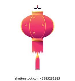 Vector Chinese Traditional Hanging Lantern Paper Illustration Isolated