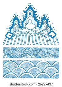Vector of Chinese Traditional Water Pattern Collection.
