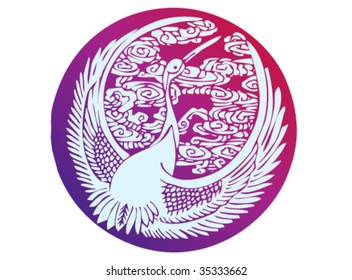 Vector of Chinese traiditional artistic pattern--Crane with clouds