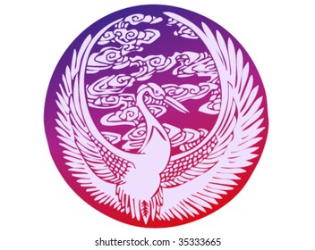 Vector of Chinese traiditional artistic pattern--Crane with clouds