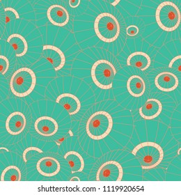 Vector Chinese vintage turqueoise umbrellas pattern