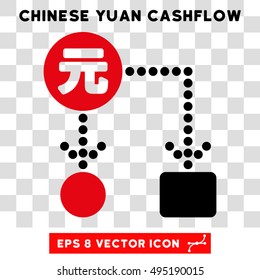 Vector Chinese Yuan Cashflow EPS vector pictograph. Illustration style is flat iconic bicolor intensive red and black symbol on a transparent background.