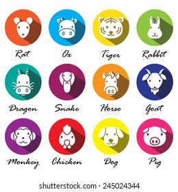 vector Chinese zodiac animal icons