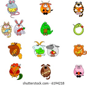 Vector Chinese zodiacs. This image is a vector illustration and can be scaled to any size without loss of resolution. You will need a vector editor to use this file.