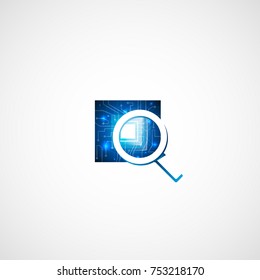 Vector chip and magnifying glass.
