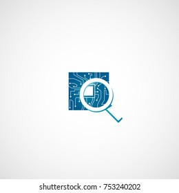 Vector chip and magnifying glass.