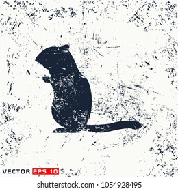 Vector chipmunk silhouette on grunge background