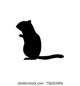 Vector chipmunk silhouette view side for retro logos, emblems, badges, labels template vintage design element. Isolated on white background