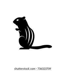 Vector chipmunk silhouette view side for retro logos, emblems, badges, labels template vintage design element. Isolated on white background
